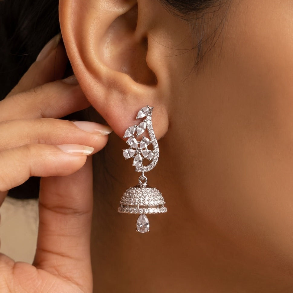 Sparkling Design Silver Plated Crystal Stones Earrings For Girls/women