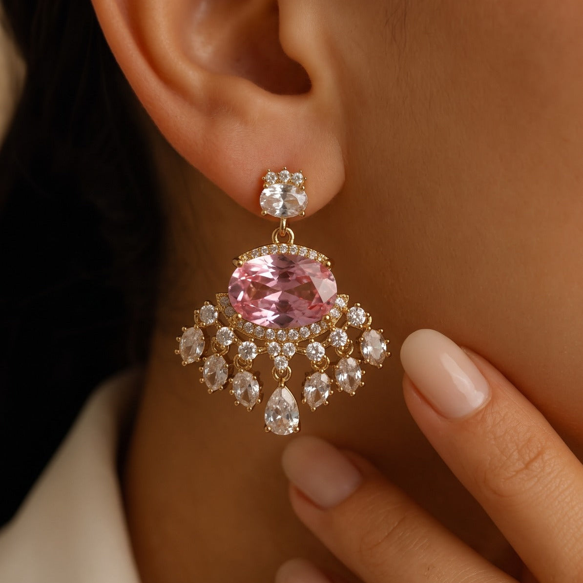 Stylish Design Silver Plated Crystal Stones Earrings For Girls/women