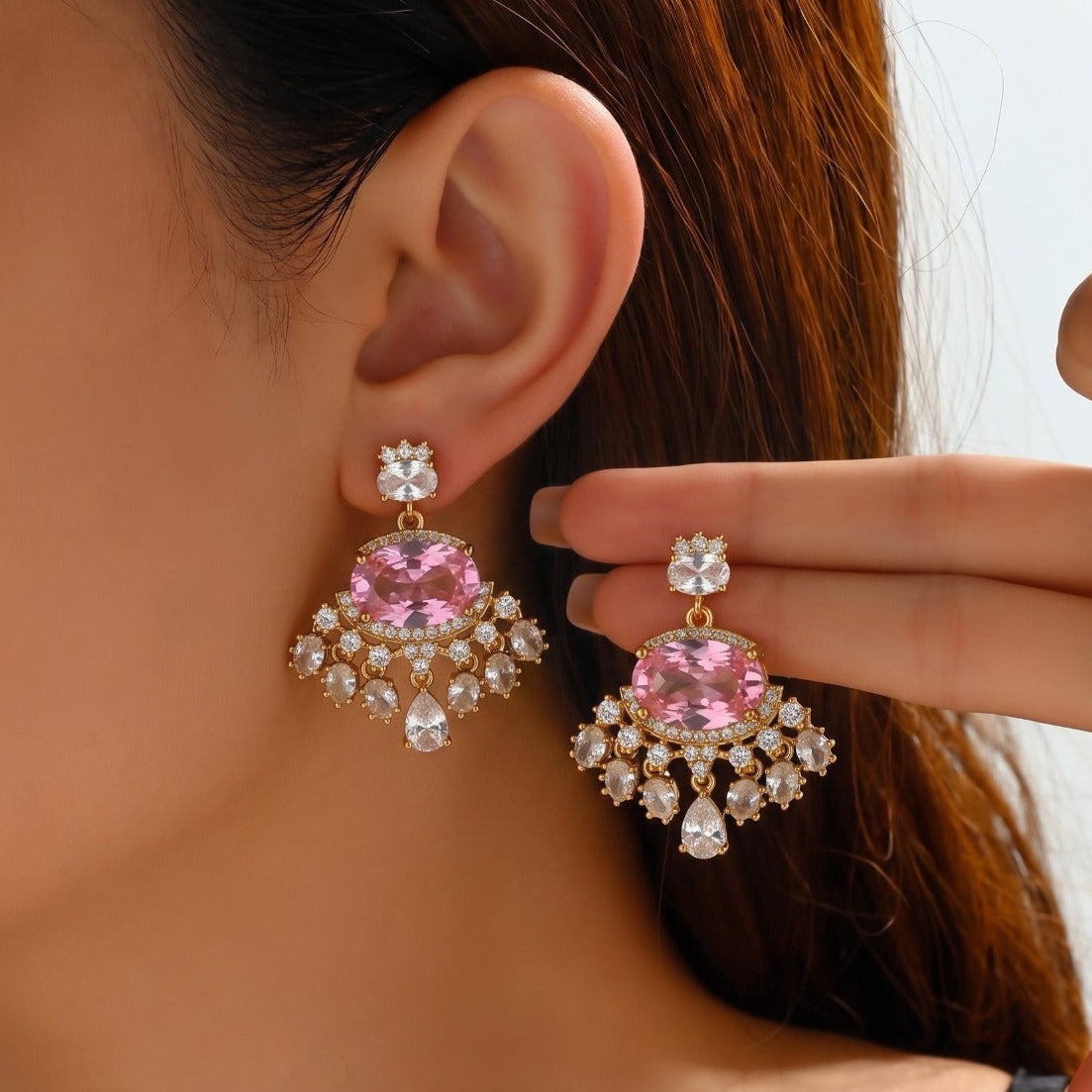 Stylish Design Silver Plated Crystal Stones Earrings For Girls/women