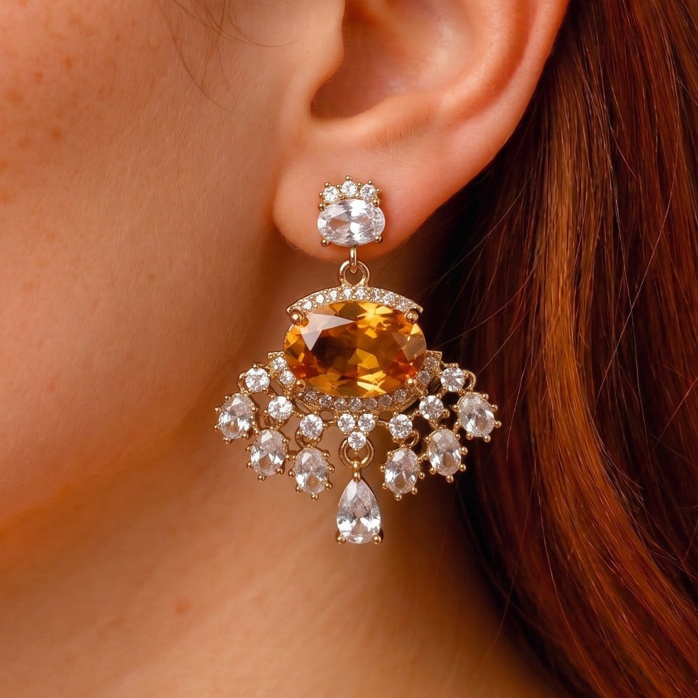 Stylish Design Silver Plated Crystal Stones Earrings For Girls/women