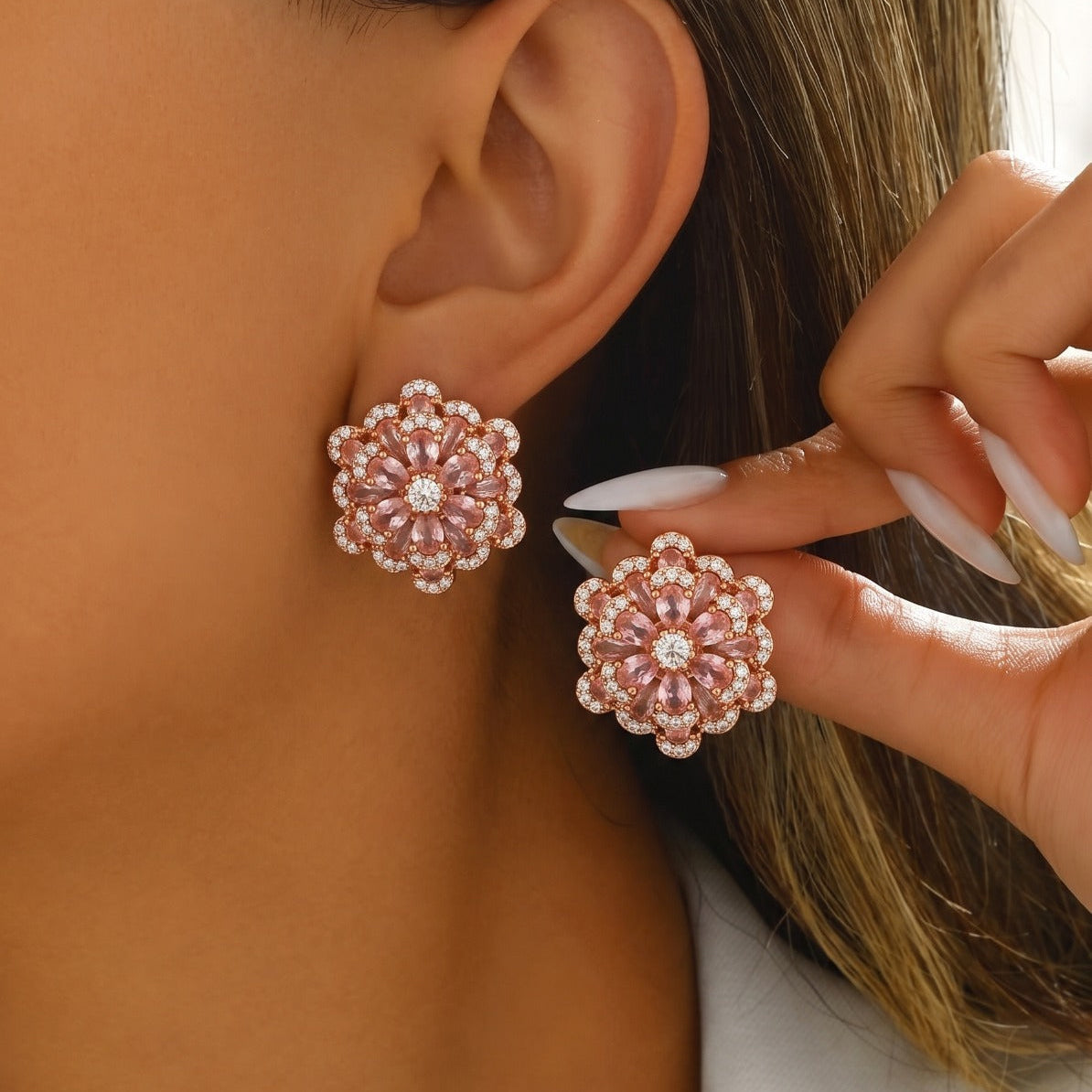 Elegant Design Silver Plated Crystal Stones Earrings For Girls/women