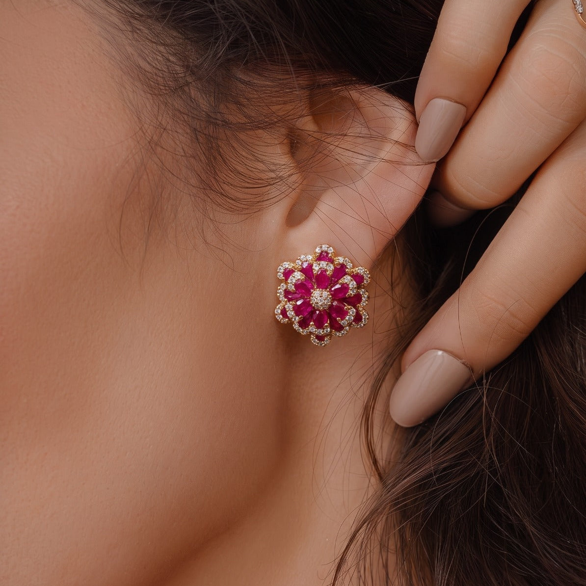 Elegant Design Silver Plated Crystal Stones Earrings For Girls/women