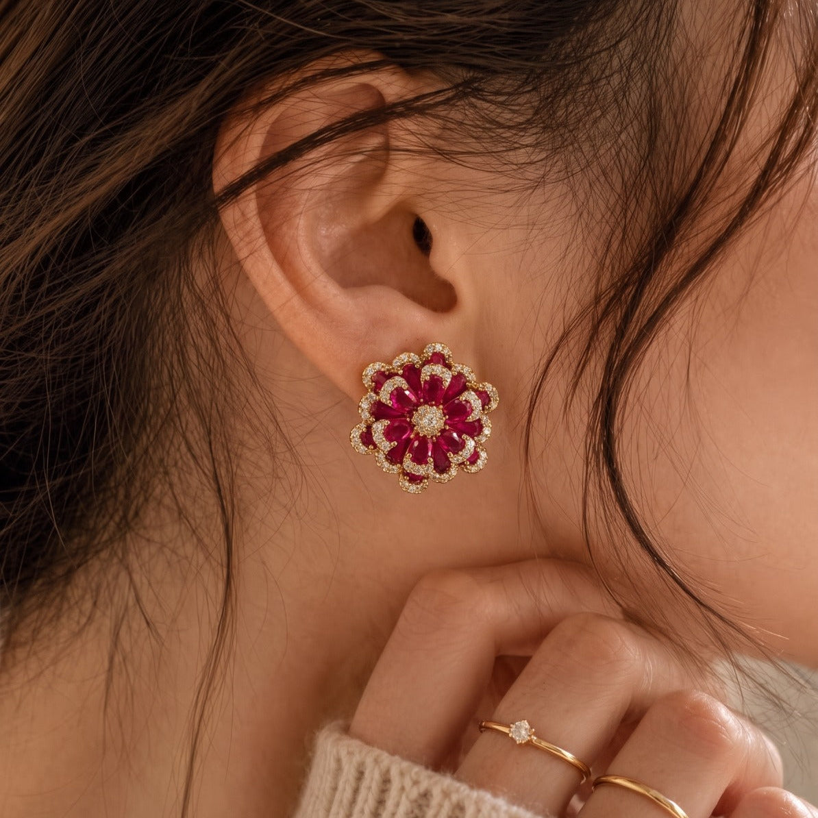 Elegant Design Silver Plated Crystal Stones Earrings For Girls/women