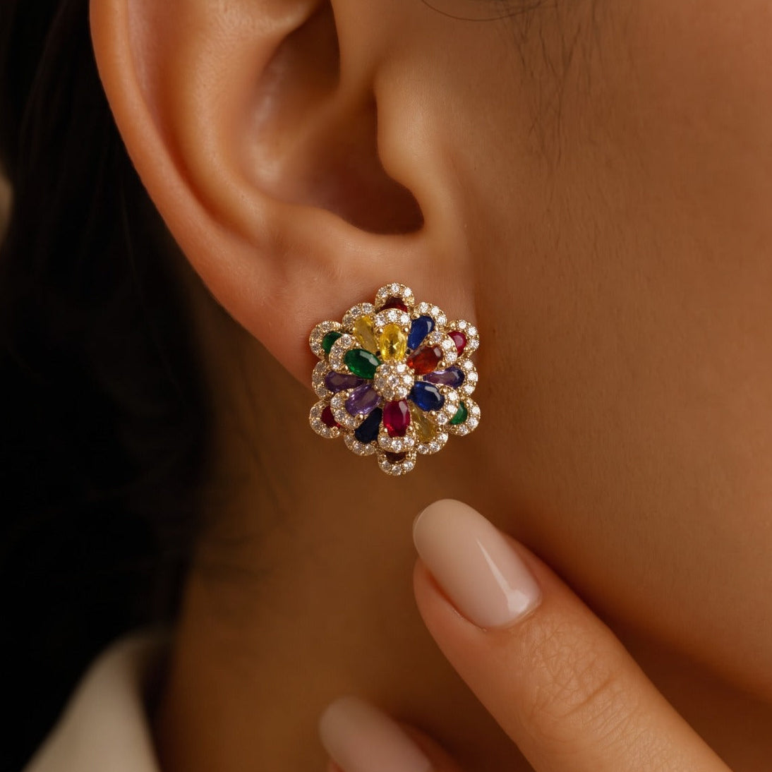 Elegant Design Silver Plated Crystal Stones Earrings For Girls/women