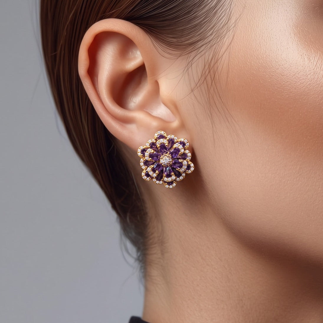 Elegant Design Silver Plated Crystal Stones Earrings For Girls/women