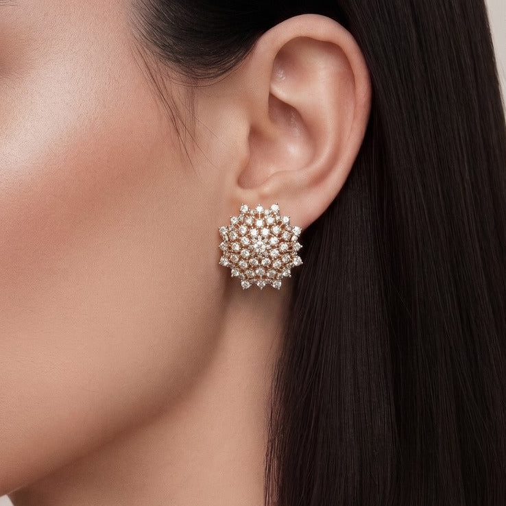 Luxury Design Gold Plated Crystal Stones Earrings For Girls/women