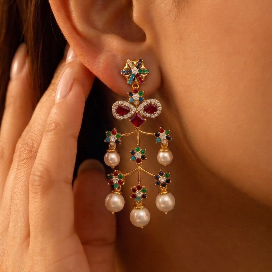 Glamorous Design Gold Plated Crystal Stones Earrings For Girls/women
