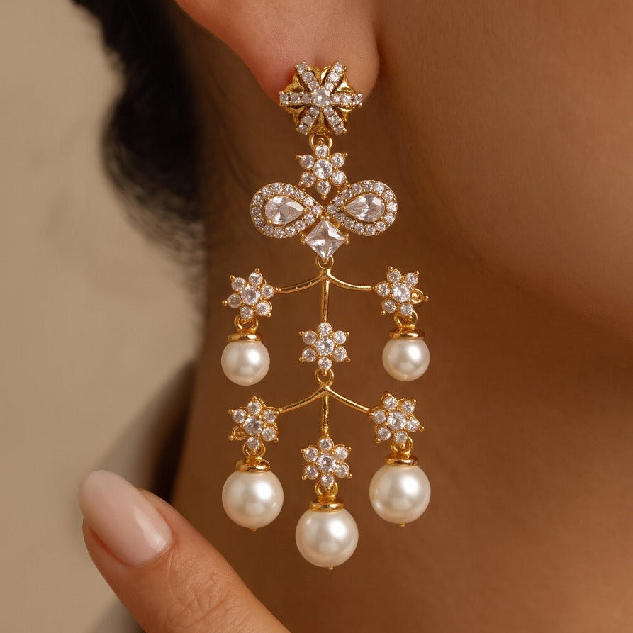 Glamorous Design Gold Plated Crystal Stones Earrings For Girls/women