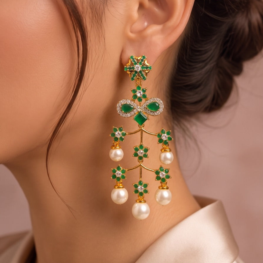 Glamorous Design Gold Plated Crystal Stones Earrings For Girls/women