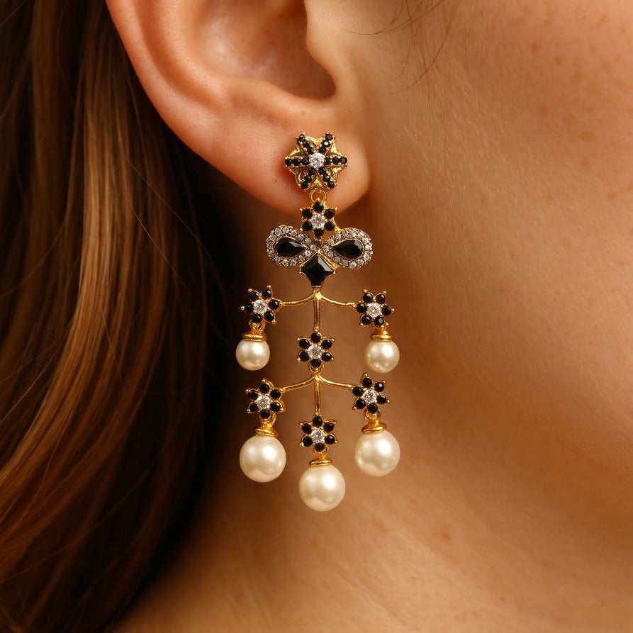 Glamorous Design Gold Plated Crystal Stones Earrings For Girls/women