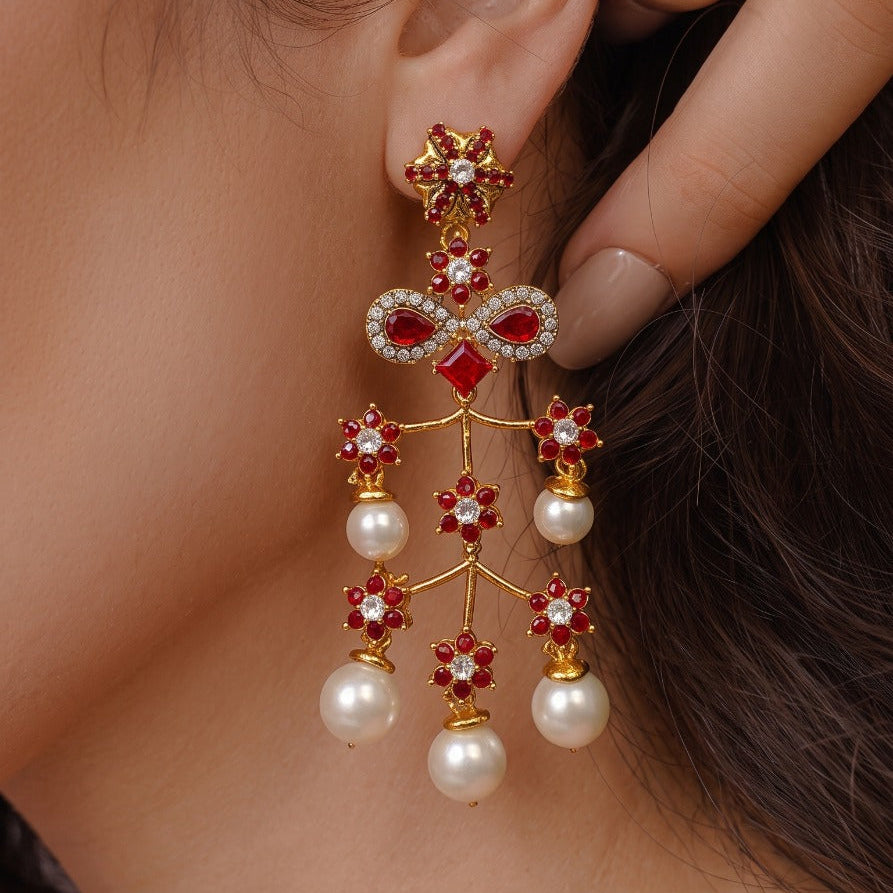 Glamorous Design Gold Plated Crystal Stones Earrings For Girls/women