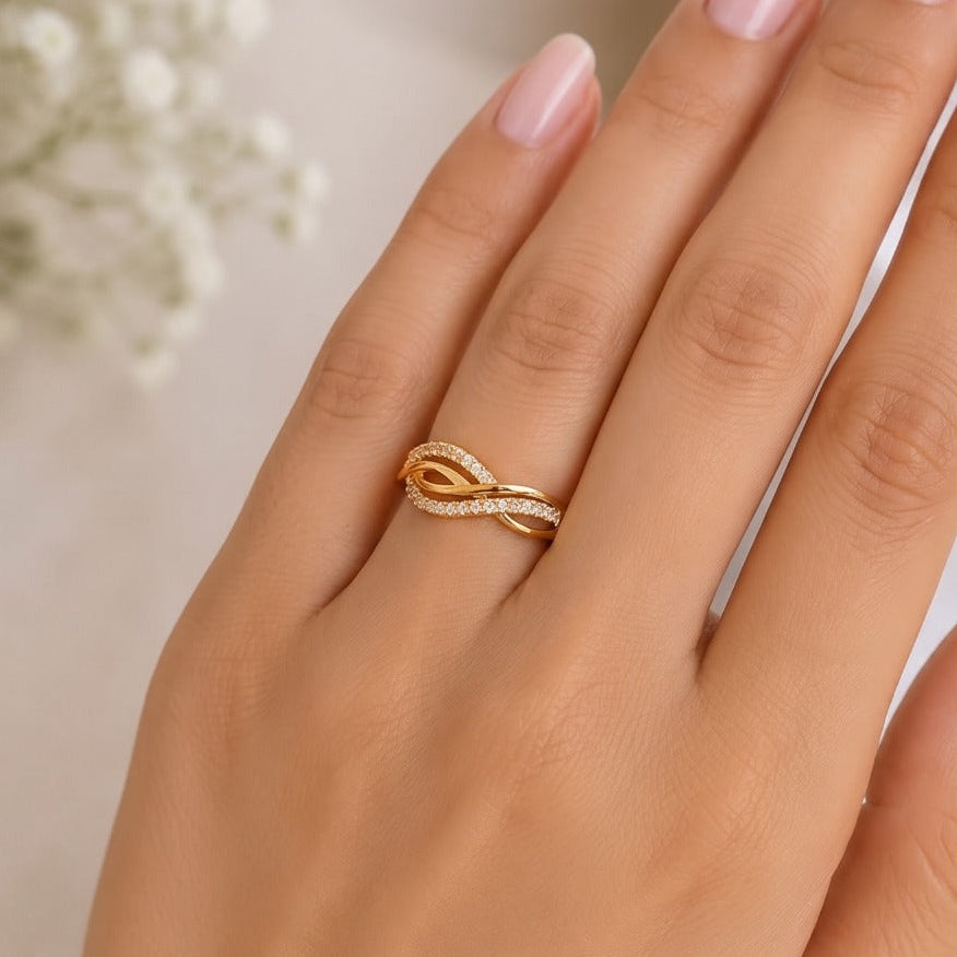 Gorgeous Design Gold Plated Crystal Stones Ring For Girls/Women