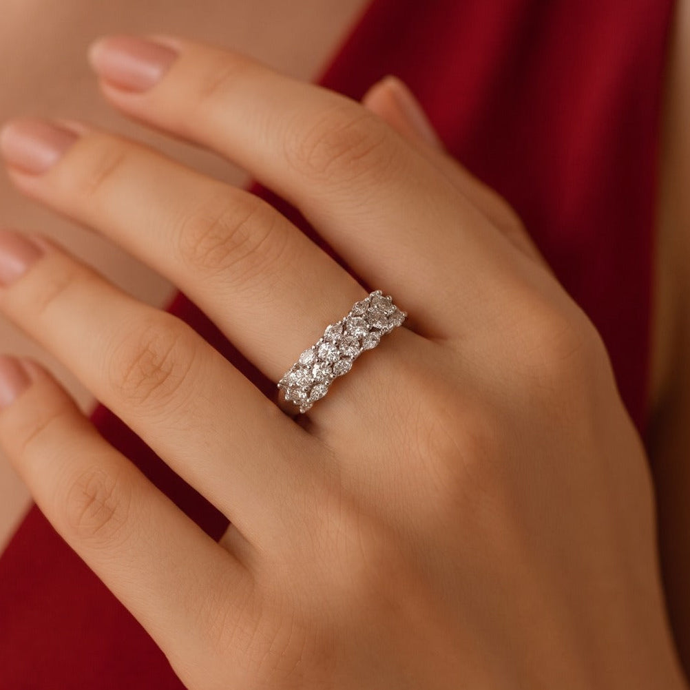 Luminous Design Silver Plated Crystal Stones Ring For Girls/Women