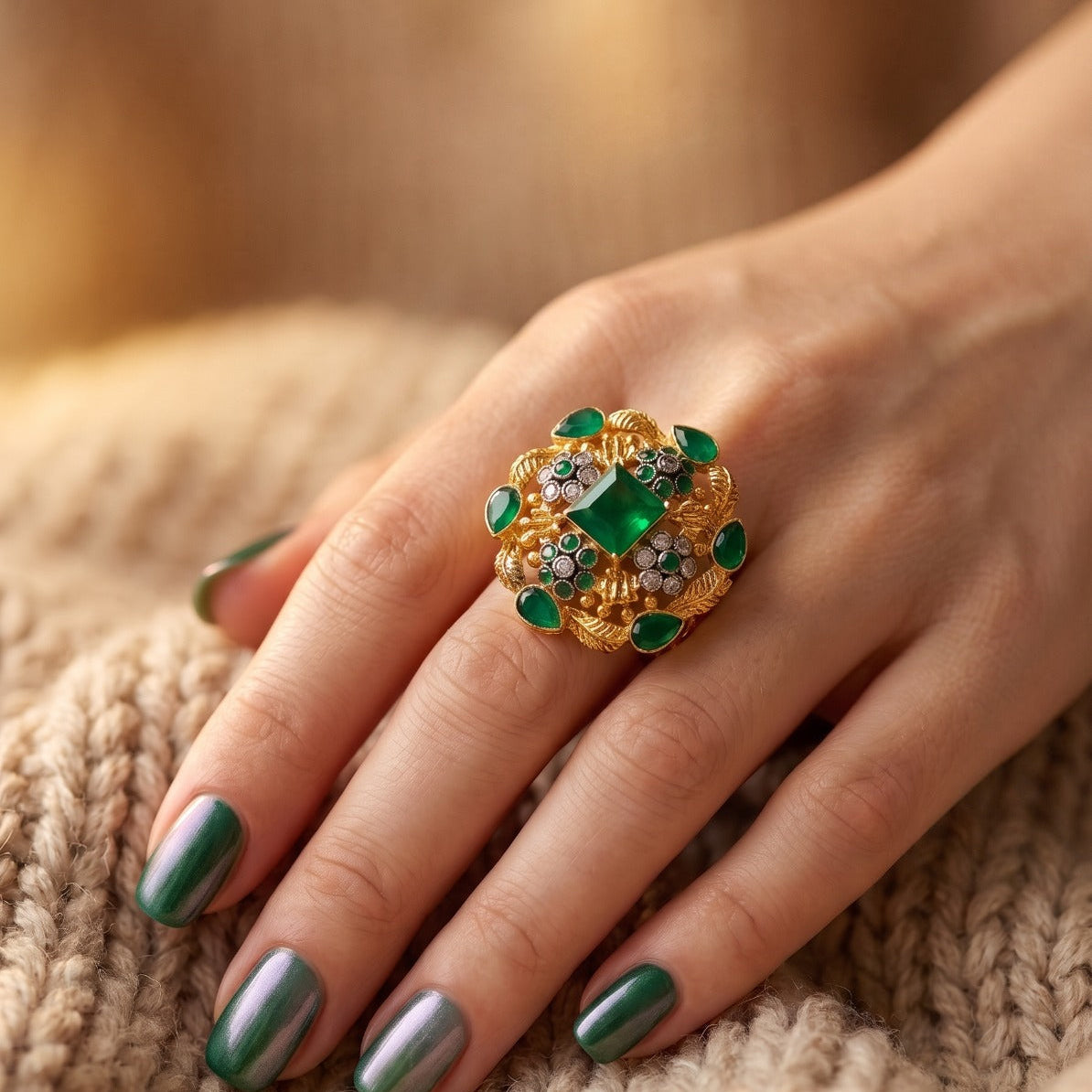 Luminous Design Gold Plated Crystal Stones Ring For Girls/Women