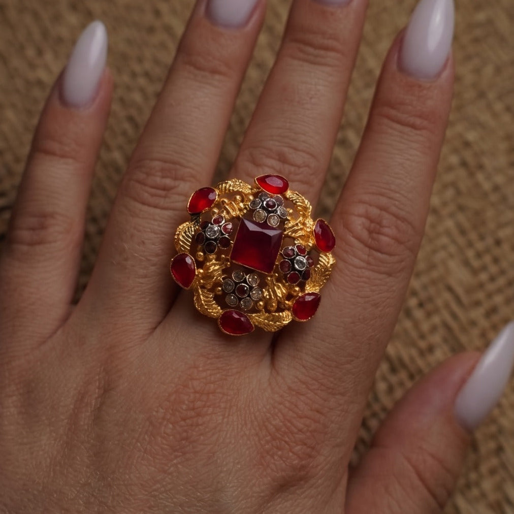Luminous Design Gold Plated Crystal Stones Ring For Girls/Women