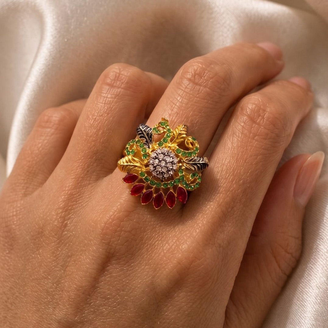 Glamorous Design Gold Plated Crystal Stones Ring For Girls/Women