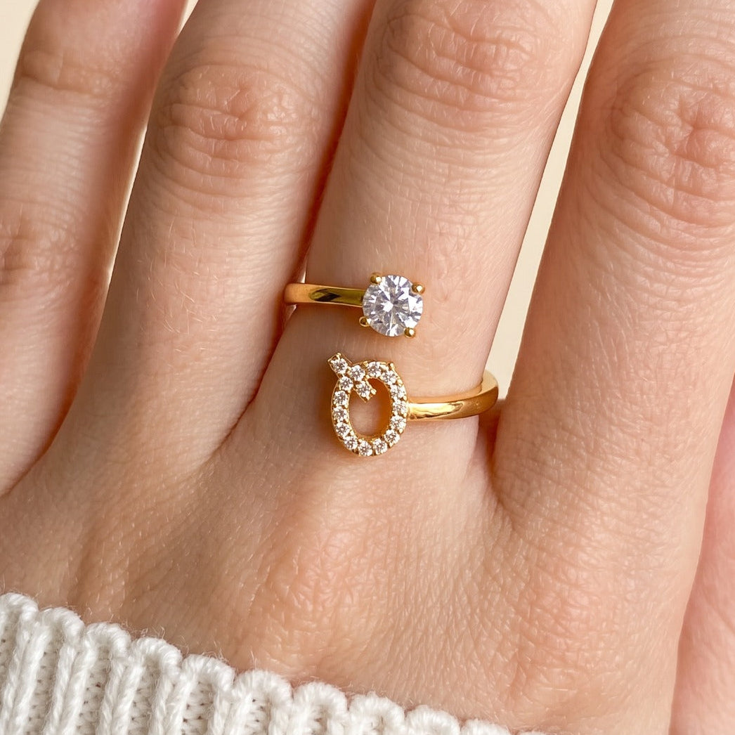 Glamorous Design Gold Plated Crystal Stones Ring For Girls/Women
