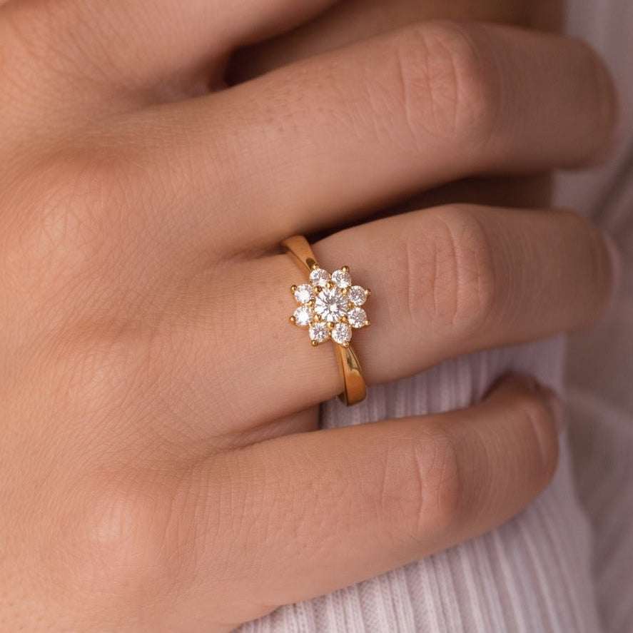 Luxury Design Gold Plated Crystal Stones Ring For Girls/Women