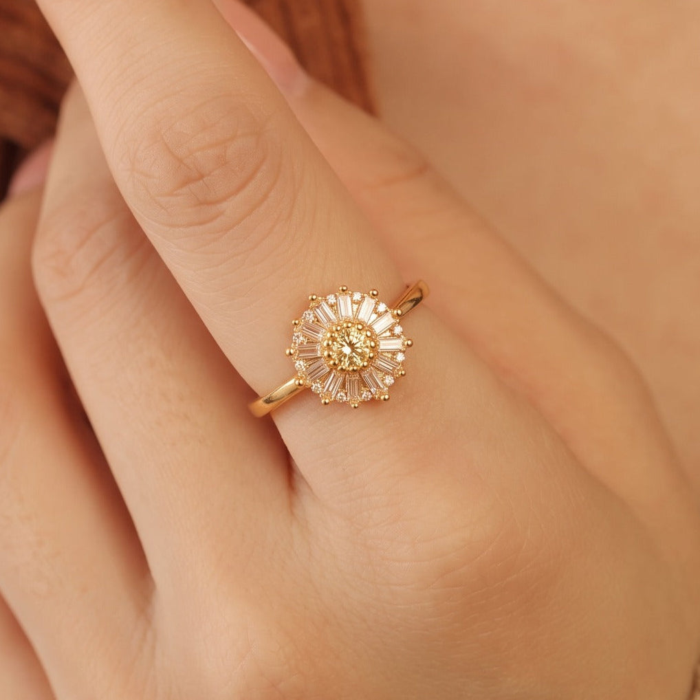 Charming Design Gold Plated Crystal Stones Ring For Girls/Women