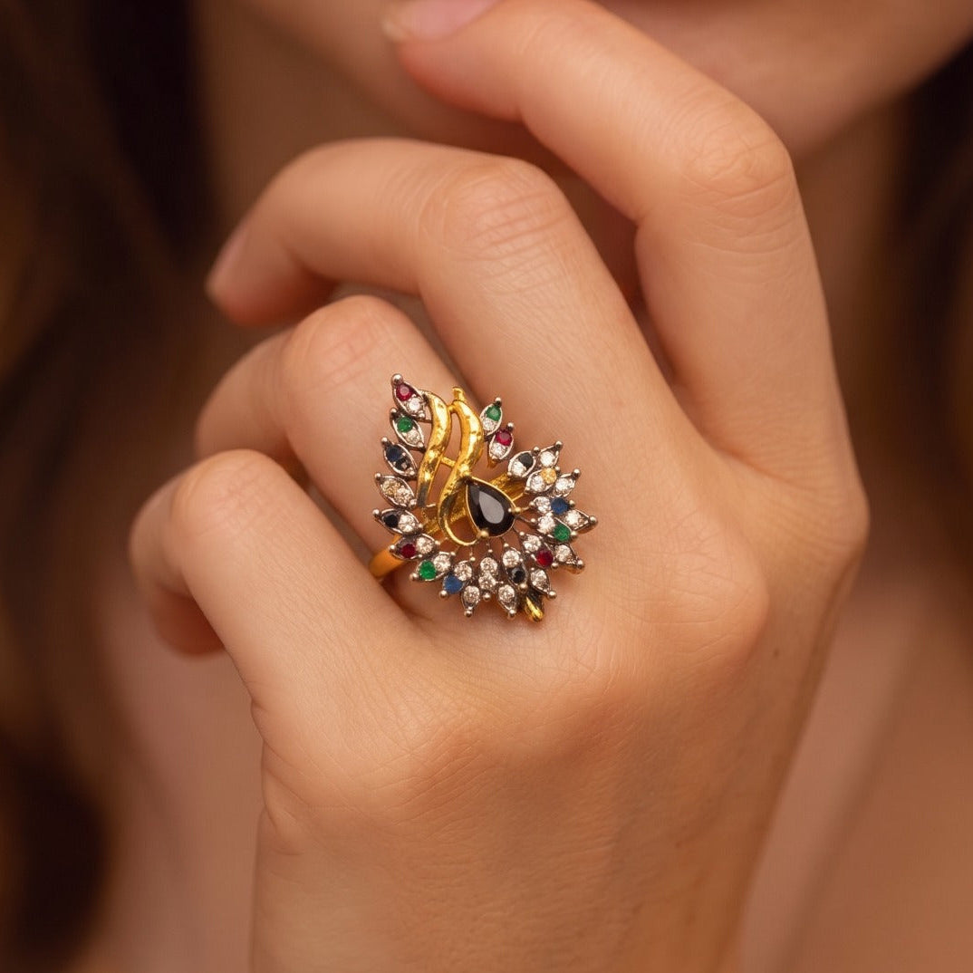 Elegant Design Gold Plated Crystal Stones Ring For Girls/Women