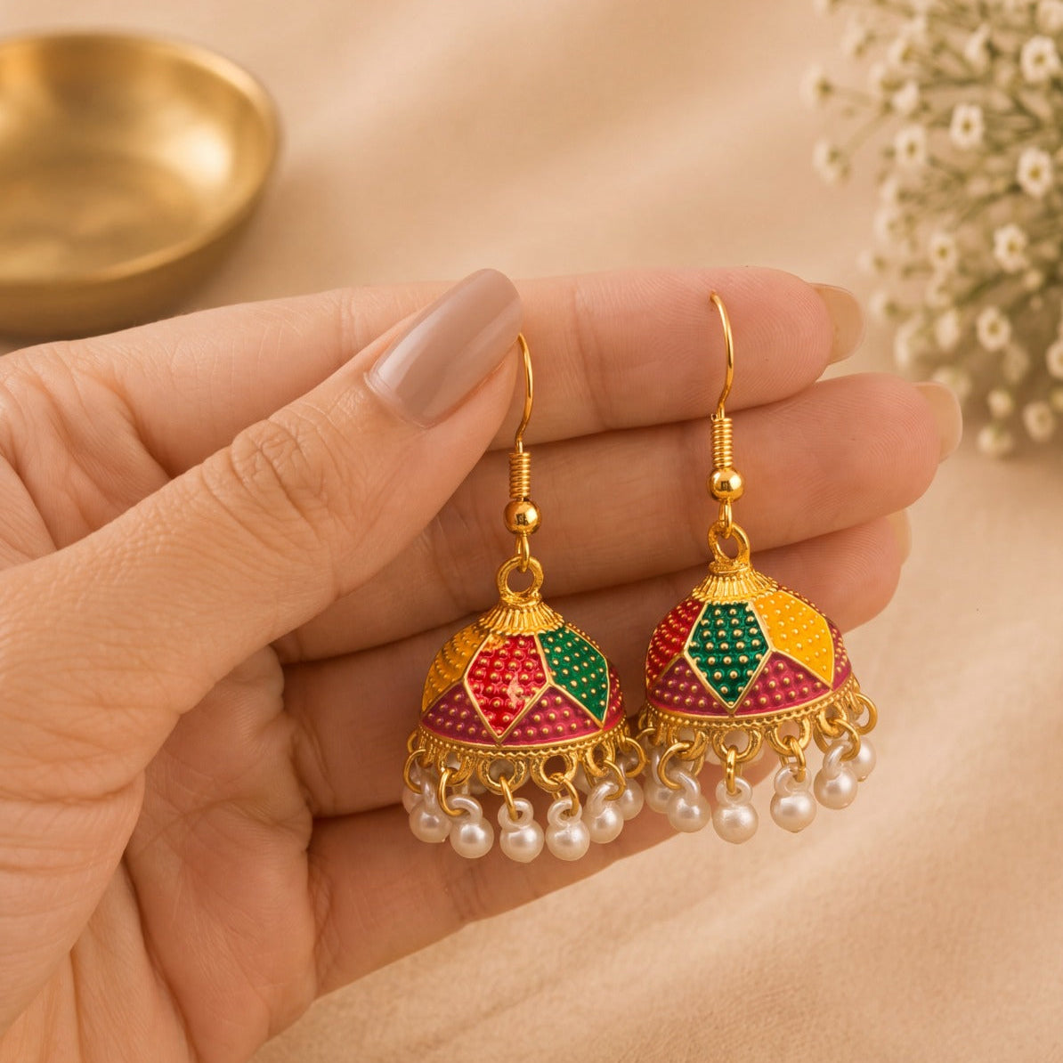 Charming Design Gold Plated Pearls Earrings For Girls/women