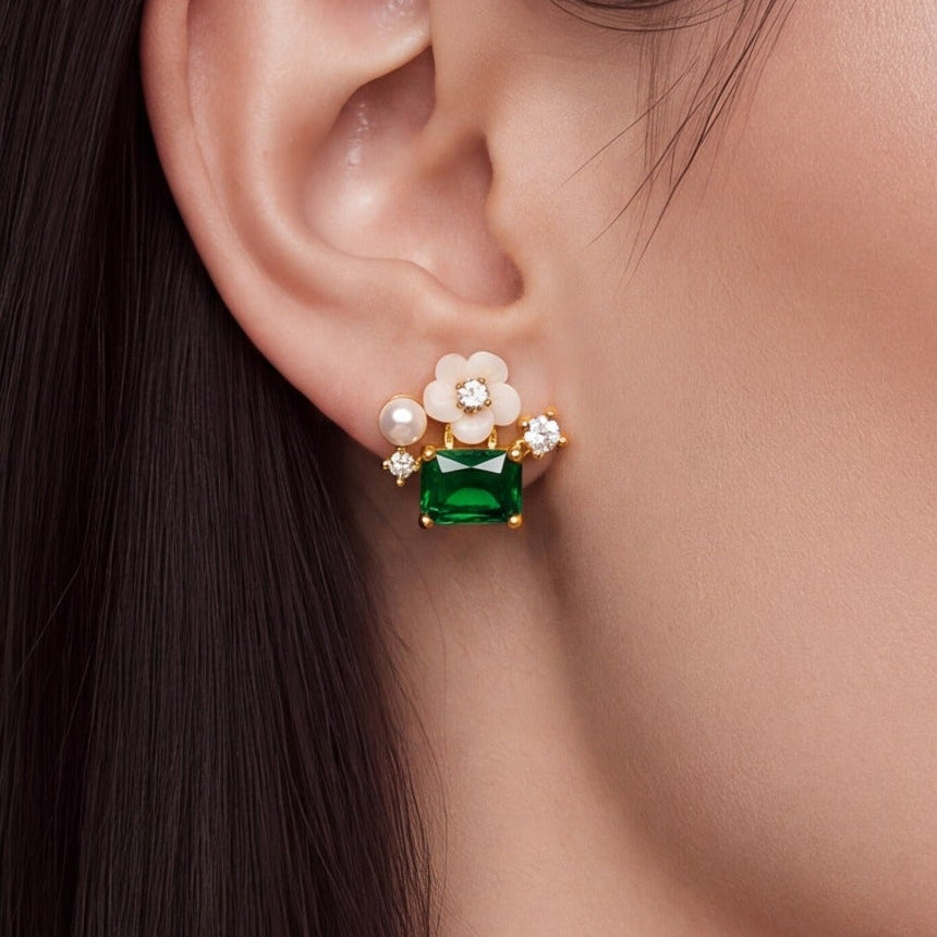 Sparkling Design Gold Plated Crystal Stones Earrings For Girls/women