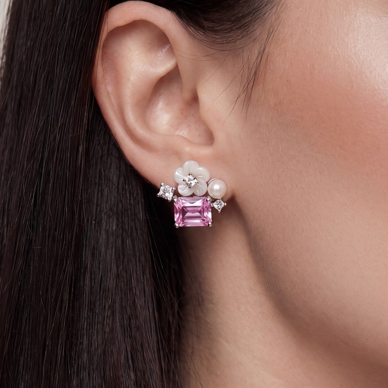 Stylish Design Silver Plated Crystal Stones Earrings For Girls/women