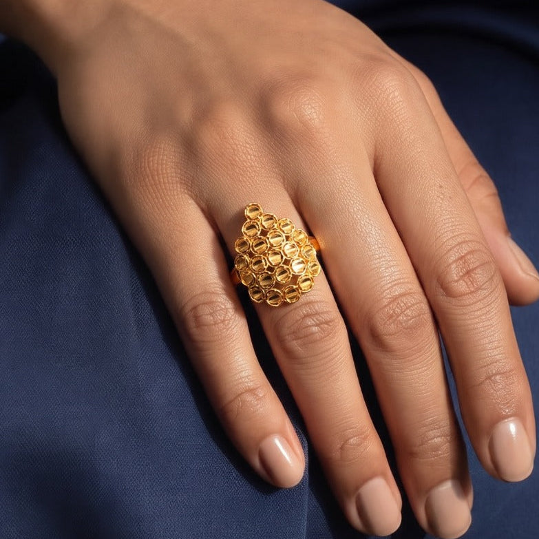 Fancy Unique Design Gold Plated Ring For Girls/Women