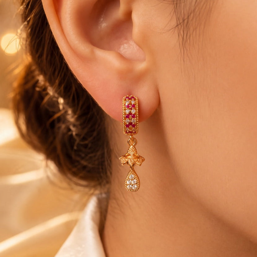 Beautiful Design Gold Plated Crystal Stones Earrings For Girls/women