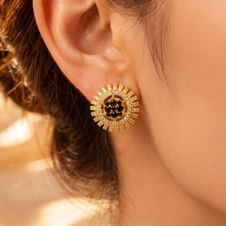 Stylish Design Gold Plated Crystal Stones Earrings For Girls/women