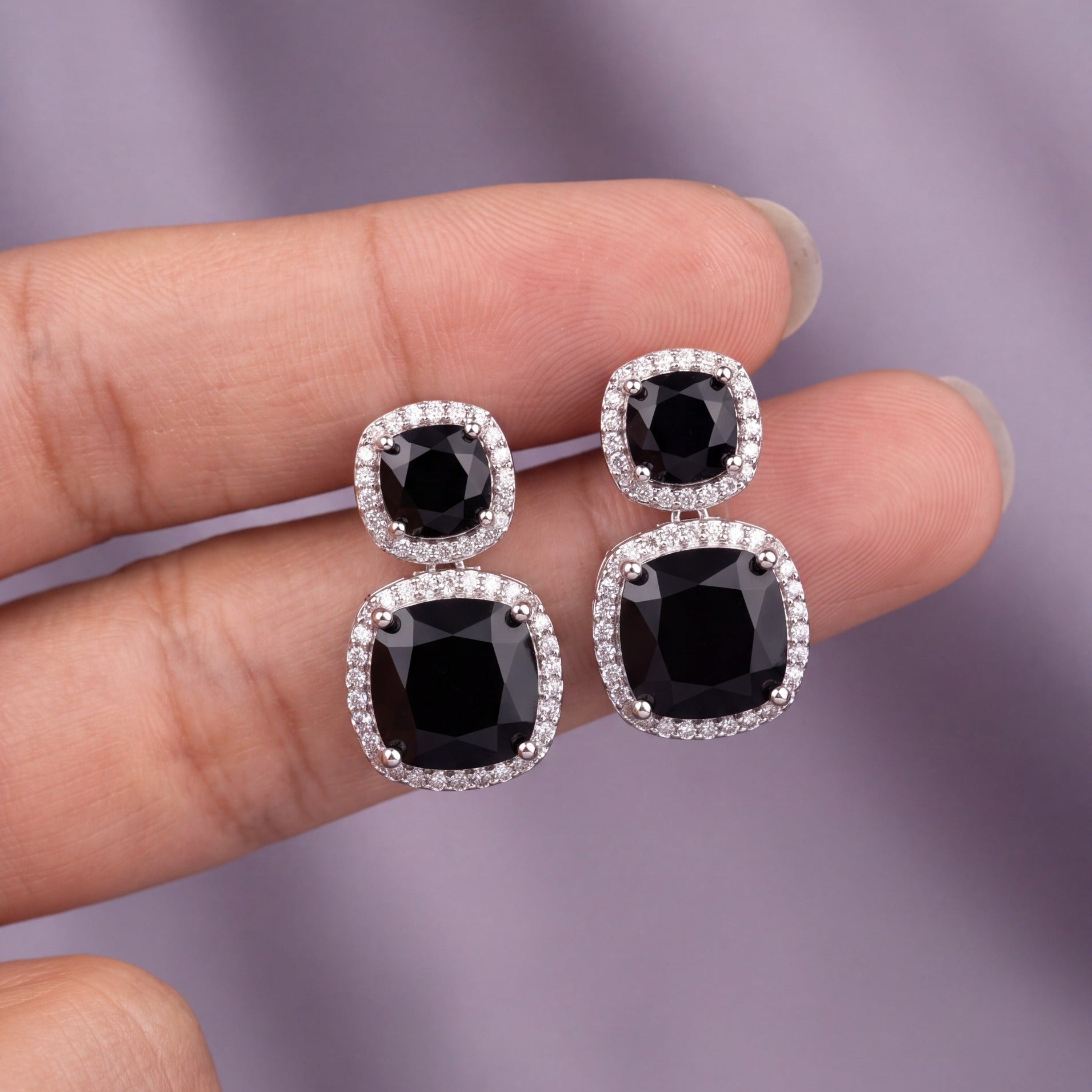 Dazzling Design Silver Plated Crystal Stones Earrings For Girls/women