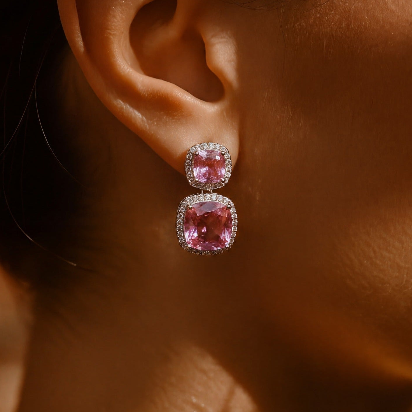 Dazzling Design Silver Plated Crystal Stones Earrings For Girls/women