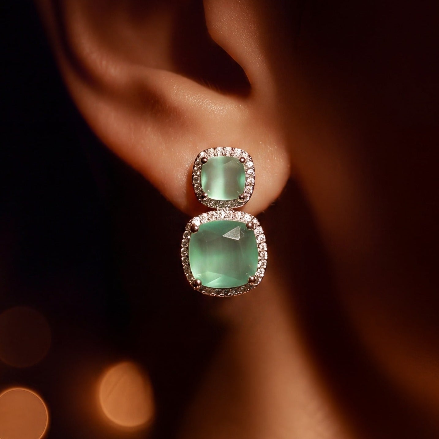 Dazzling Design Silver Plated Crystal Stones Earrings For Girls/women