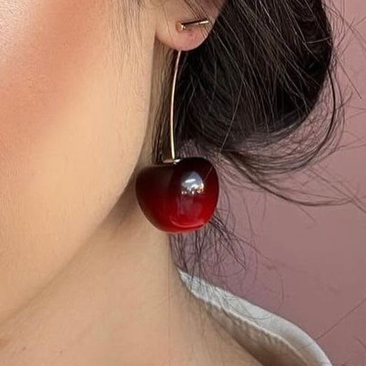Elegant Cherry Design Gold Plated Earrings For Girls/women