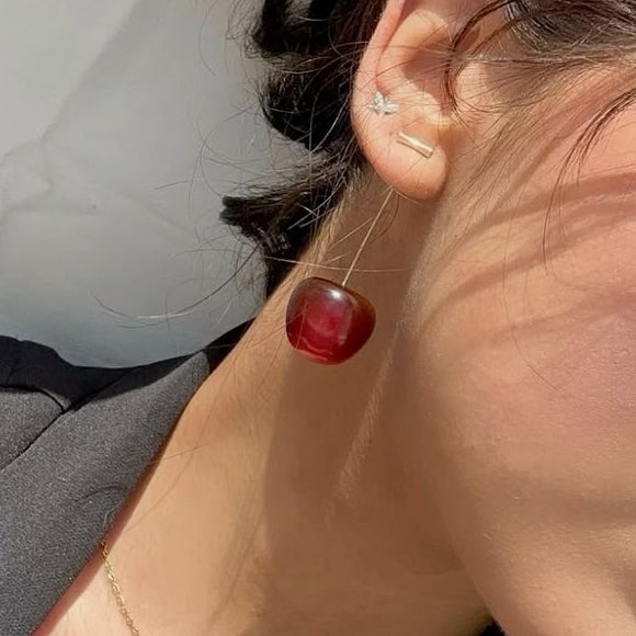 Elegant Cherry Design Gold Plated Earrings For Girls/women