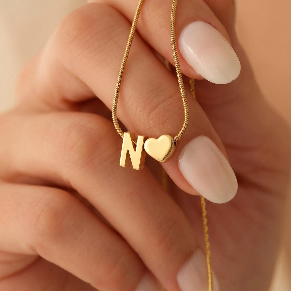Luminous Heart Design Gold Plated Alphabet Pendant for Girls/Women
