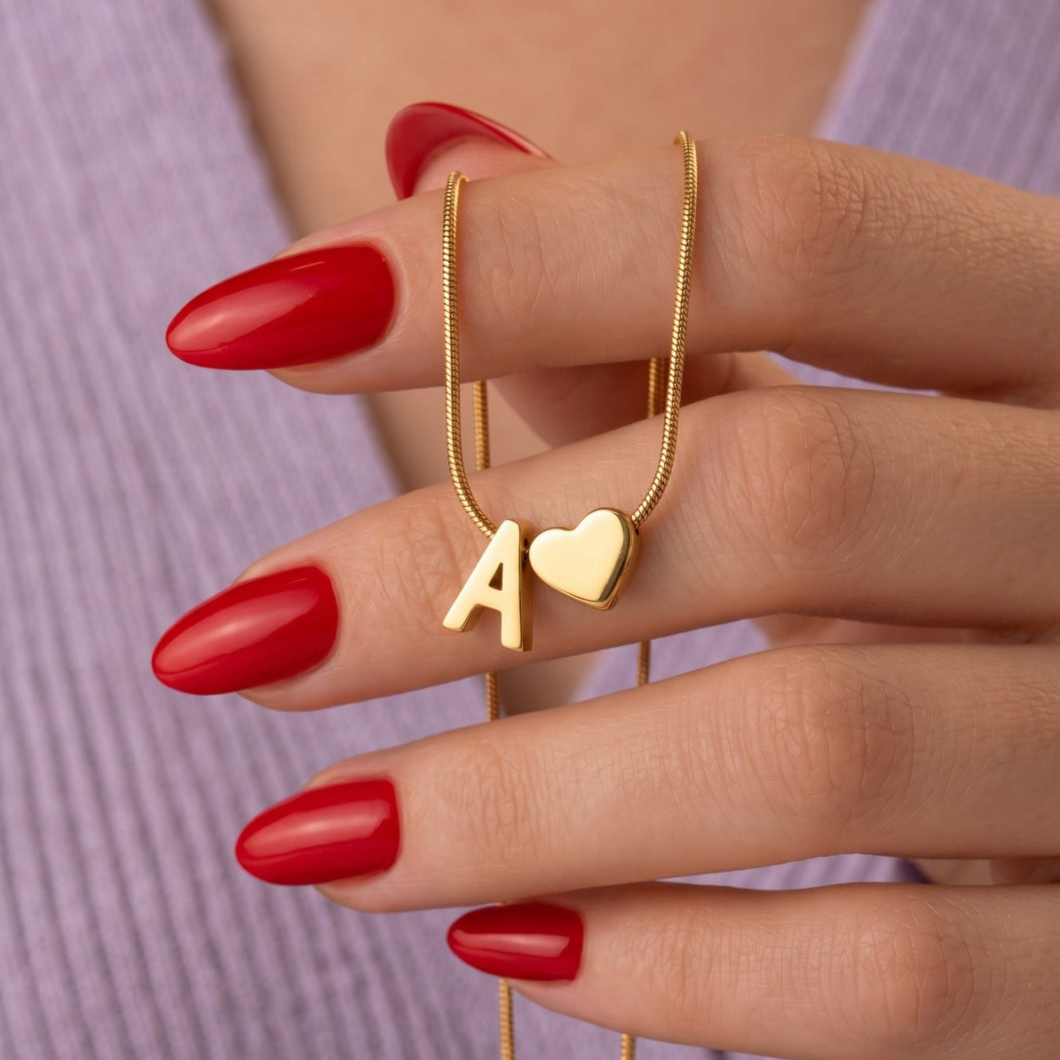 Luminous Heart Design Gold Plated Alphabet Pendant for Girls/Women
