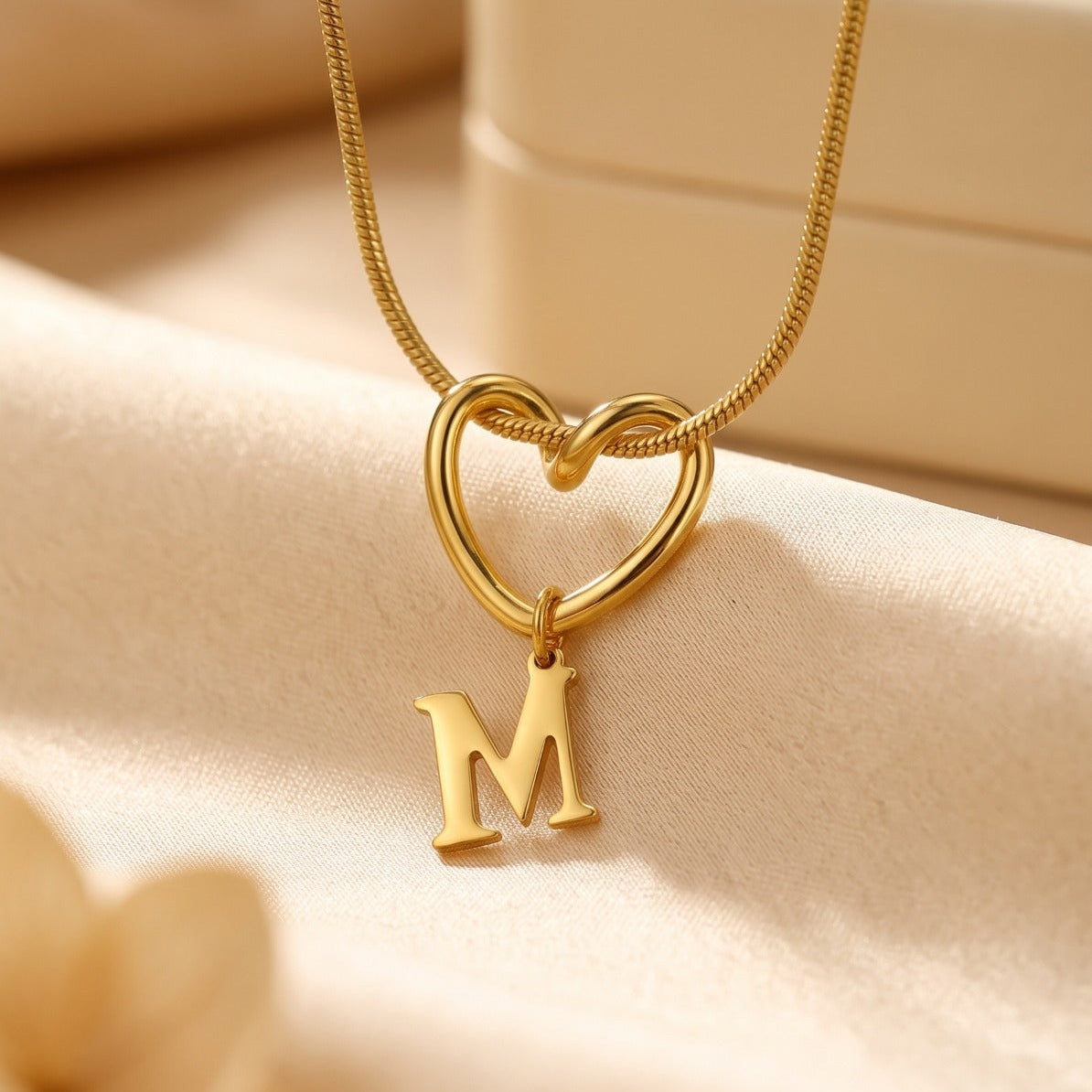 Stylish Heart Design Gold Plated Alphabet Pendant for Girls/Women