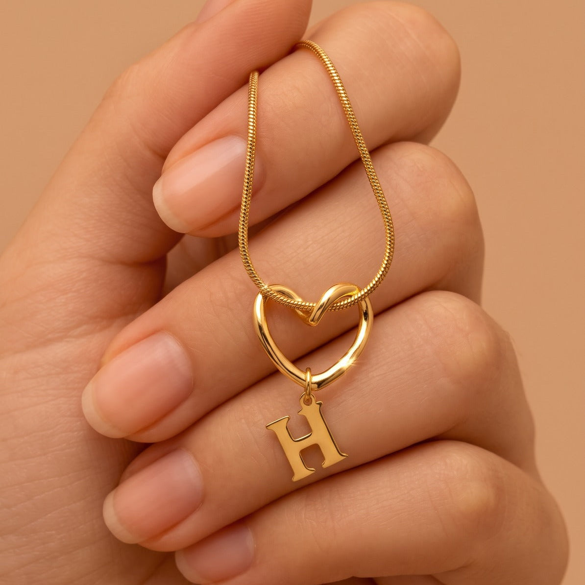 Stylish Heart Design Gold Plated Alphabet Pendant for Girls/Women