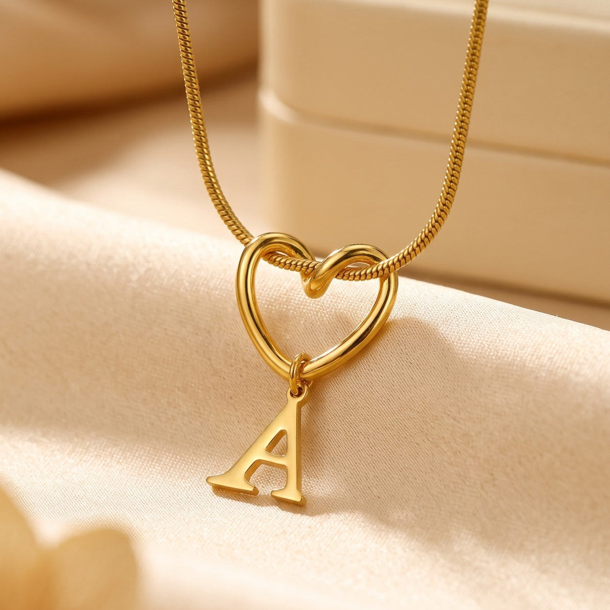 Stylish Heart Design Gold Plated Alphabet Pendant for Girls/Women
