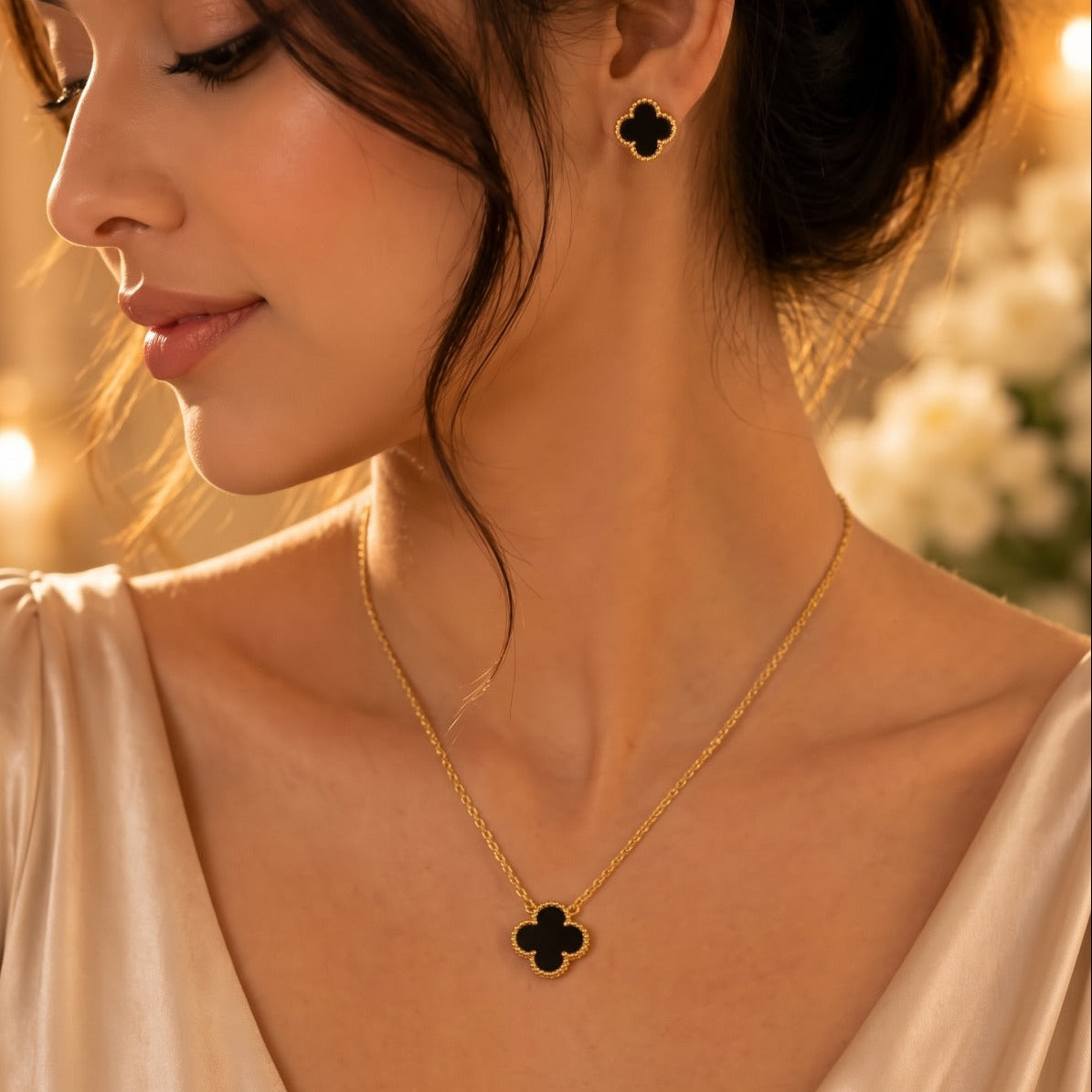 Luxury Flower Design Gold Plated Necklace Set for Girls/Women