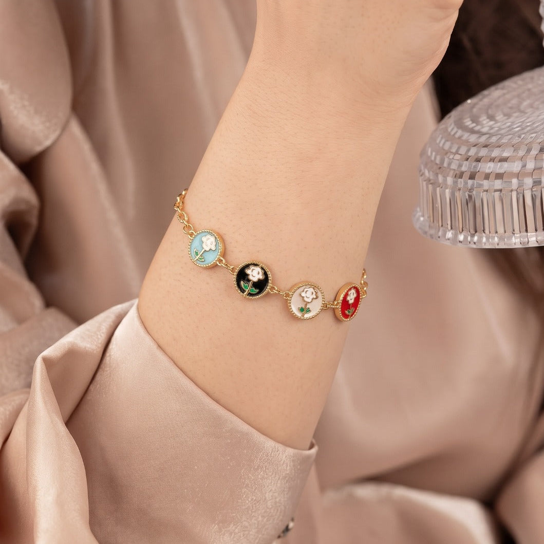 Luminous Flower Design Gold Plated Bracelet for Girls/Women