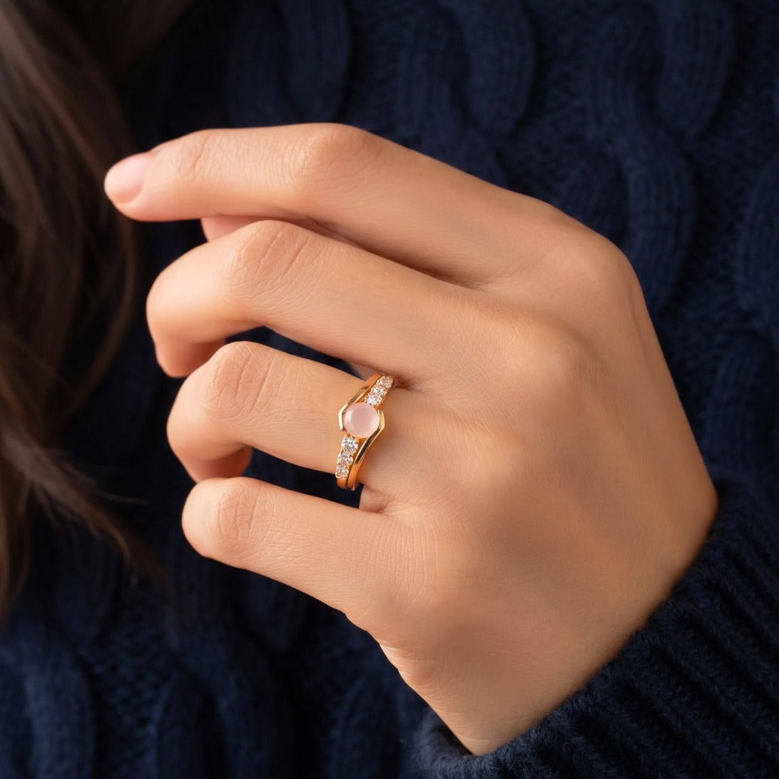 Beautiful Unique Design Gold  Plated Crystal Stones Ring For Girls/women