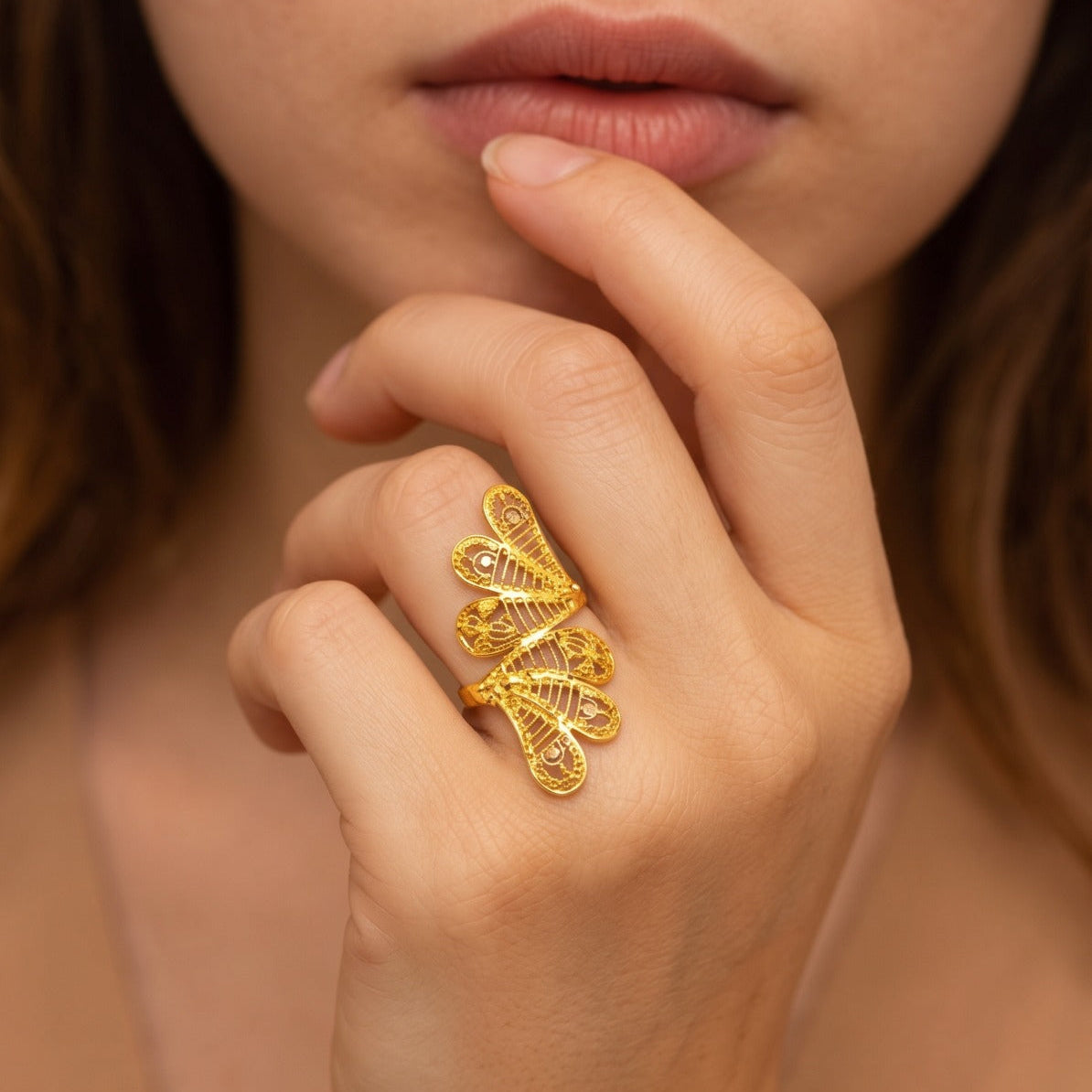 Stylish Unique Design Gold Plated Ring For Girls/women