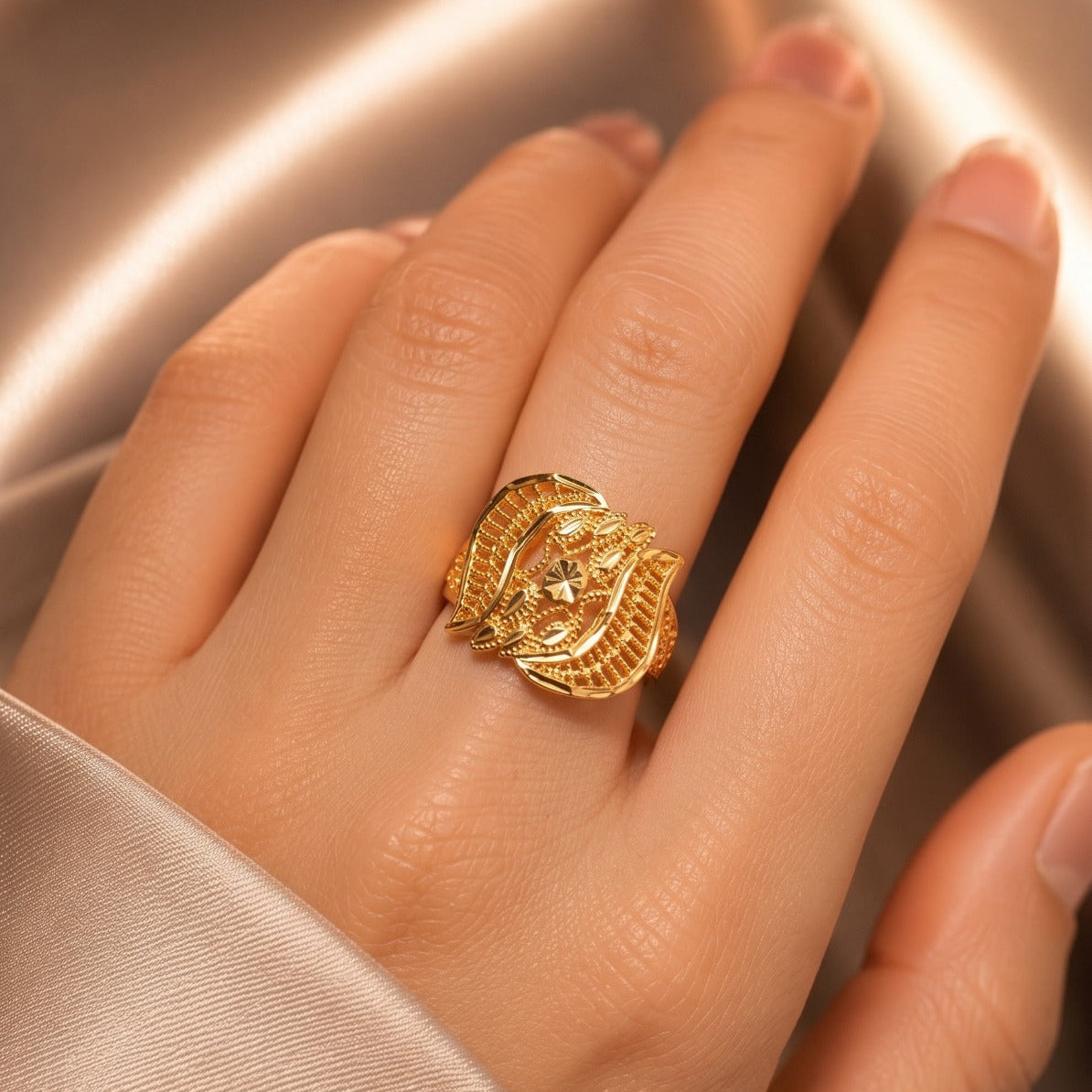 Gorgeous Unique Design Gold Plated Ring For Girls/women