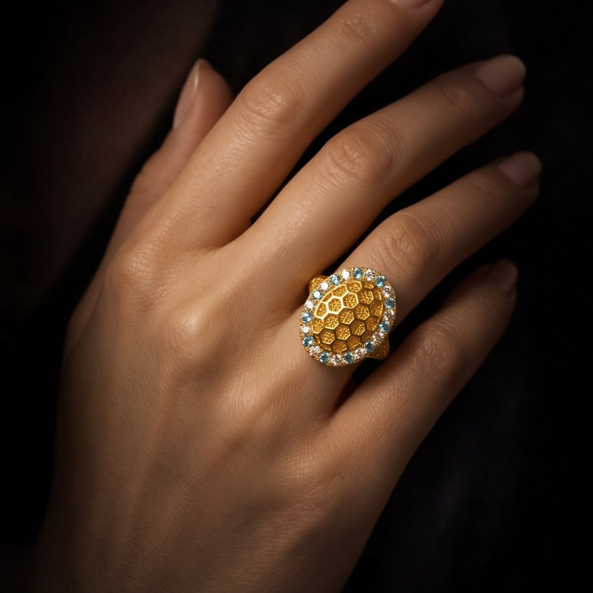Luminous Design Gold Plated Crystal Stones Ring For Girls/women