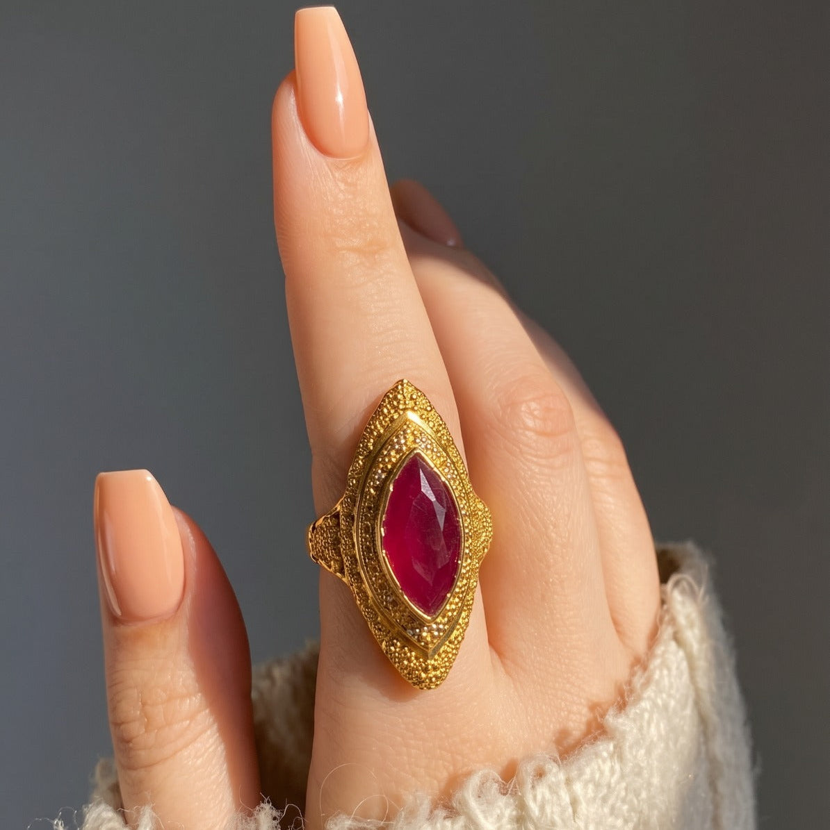 Glamorous Unique Design Gold Plated Stone Ring For Girls/women