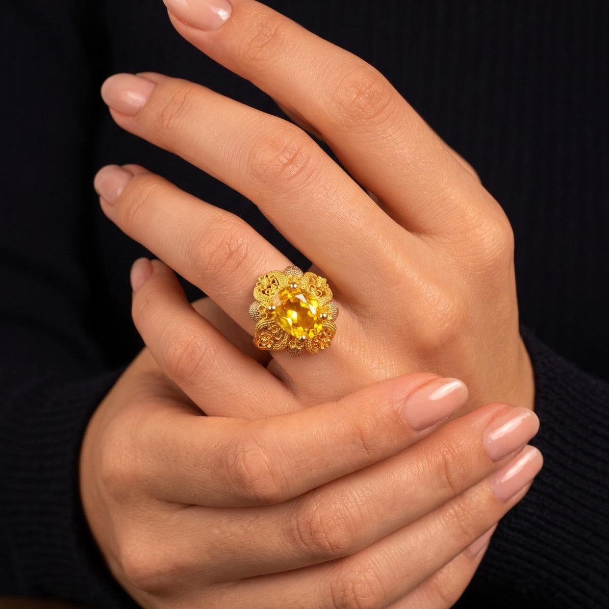 Dazzling Unique Design Gold Plated Ring For Girls/women