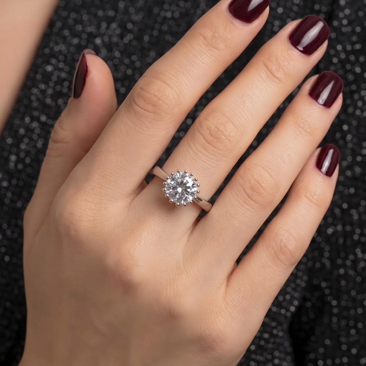Luxury Design Silver Plated Crystal Stone Ring For Girls/women