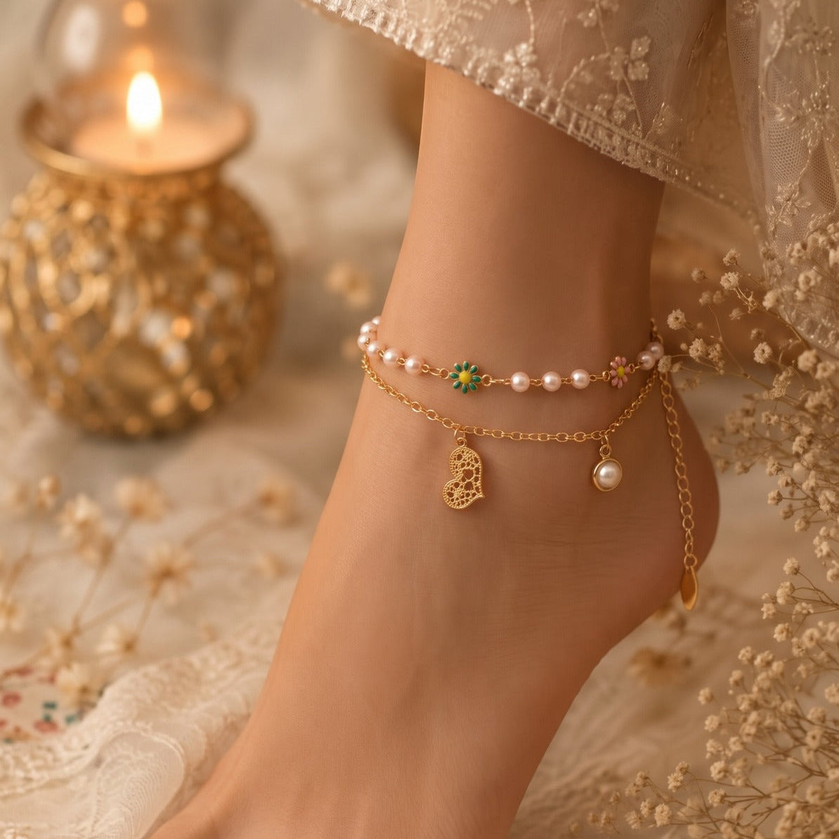 Elegant Unique Design Gold Plated Anklet for Girls/Women